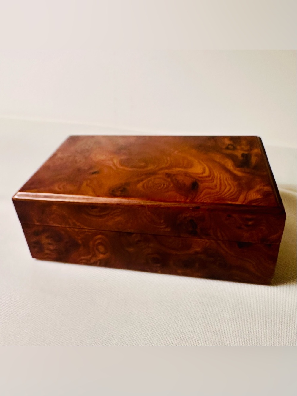AGRESTI For Nordstrom Italian Burl Wood Jewelry Box Suede Lined 24k Plate Hinge